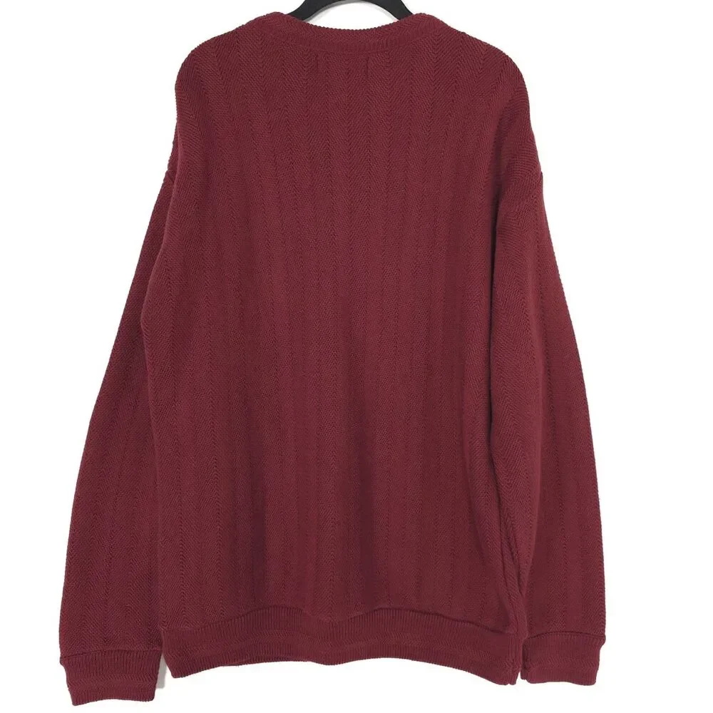 CHAPS RALPH LAUREN Mens VINTAGE Sweater MEDIUM Burgundy‎ Crewneck Logo USA MADE